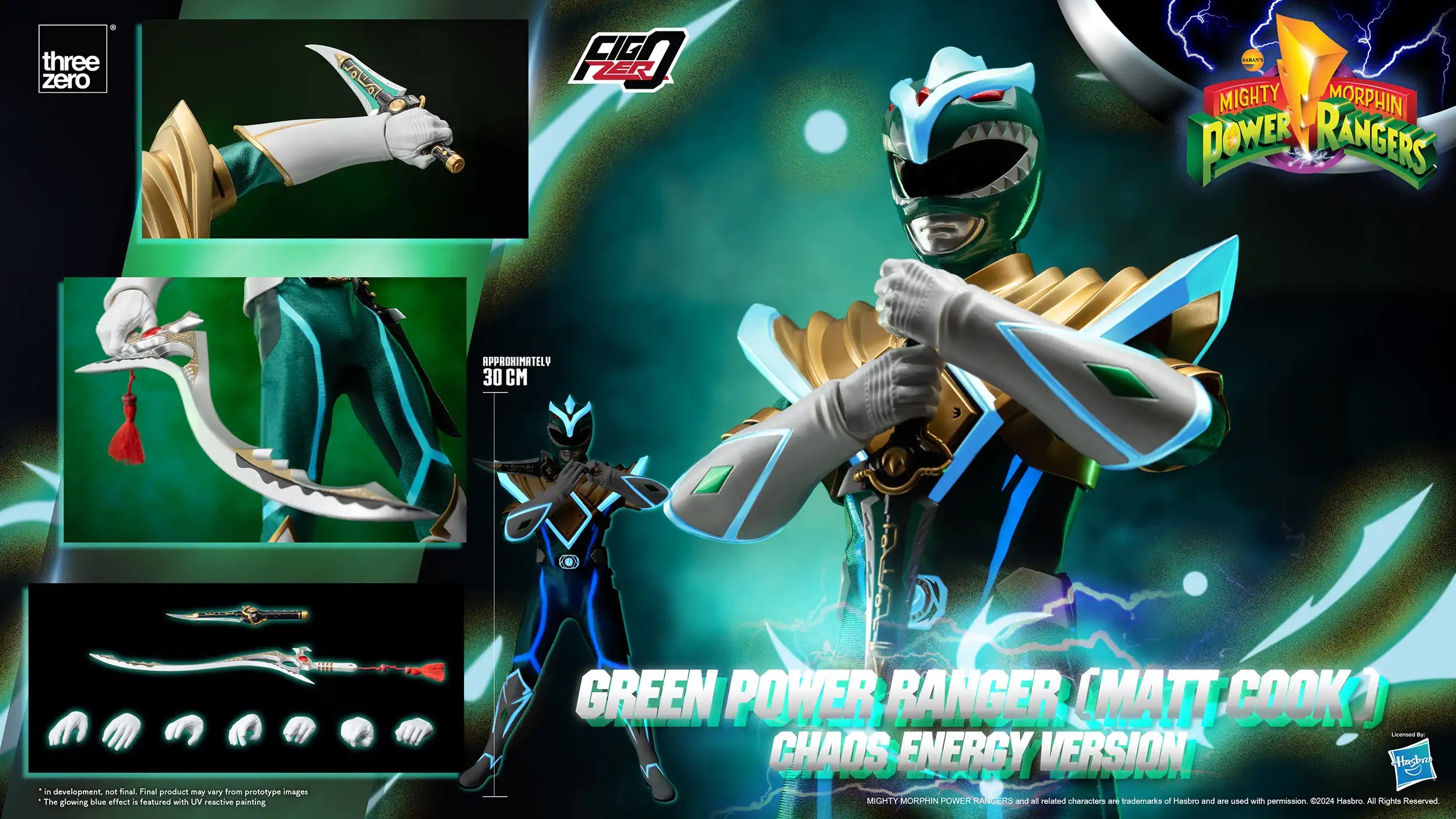FigZero 1/6 Scale Action Figure - Power Rangers Green Ranger (Matt Cook) Chaos Energy Version from Go Go Power Rangers Comic Series