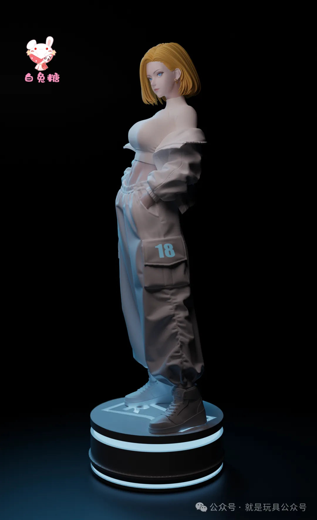 Stunning White Rabbit Candy Android 18 12 - inch LED - Base Resin Statue